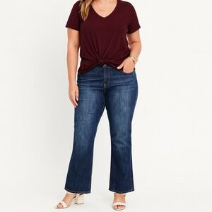 MICHAEL KORS Women's Blue Denim Bootcut Jeans Size 14 Wide‎ Leg Gold Studded